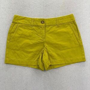Ann Taylor LOFT Chino Shorts Women's 4‎ Yellow Green Low Rise 4" Casual Preppy